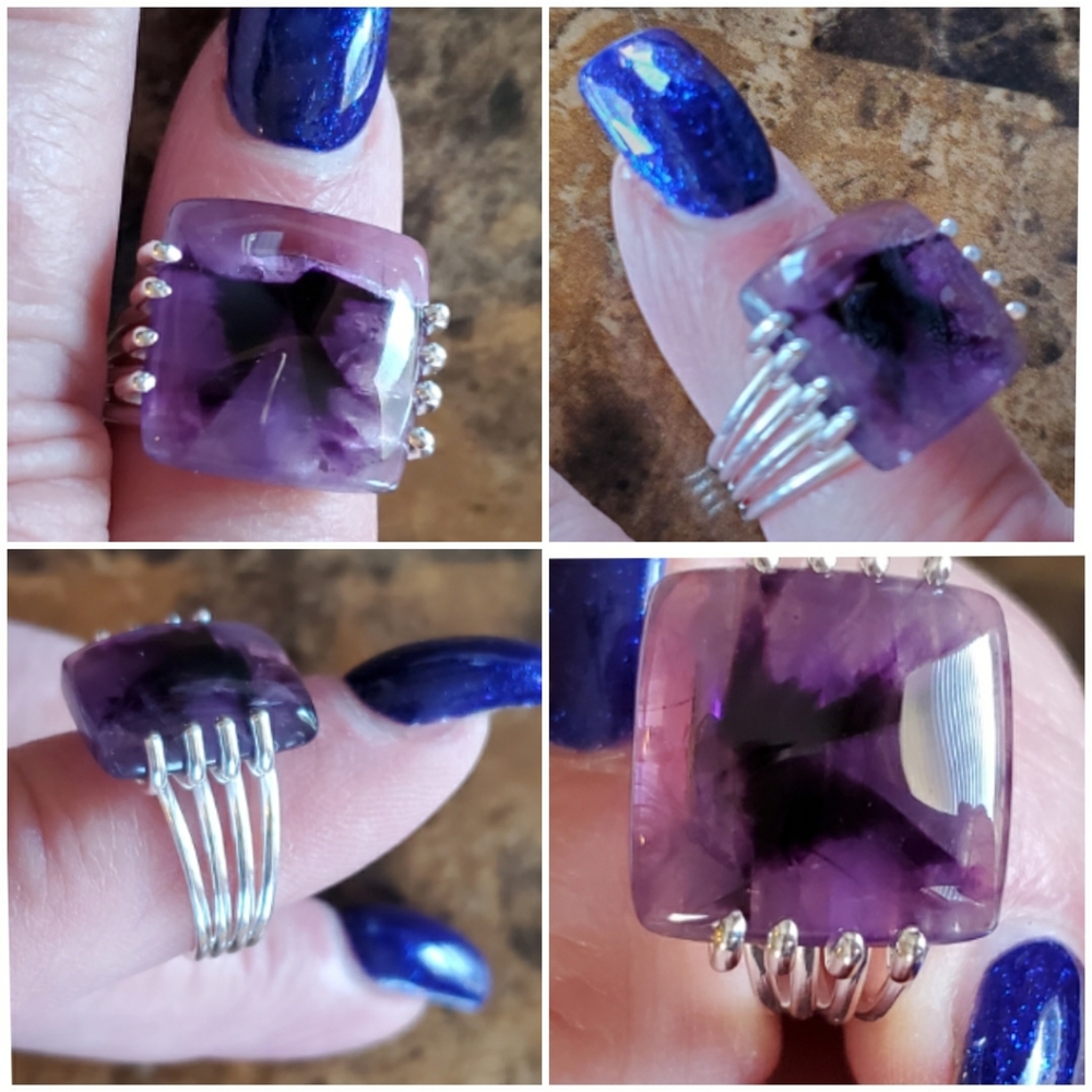 Genuine 15ct Natural Amethyst Ring Size 8